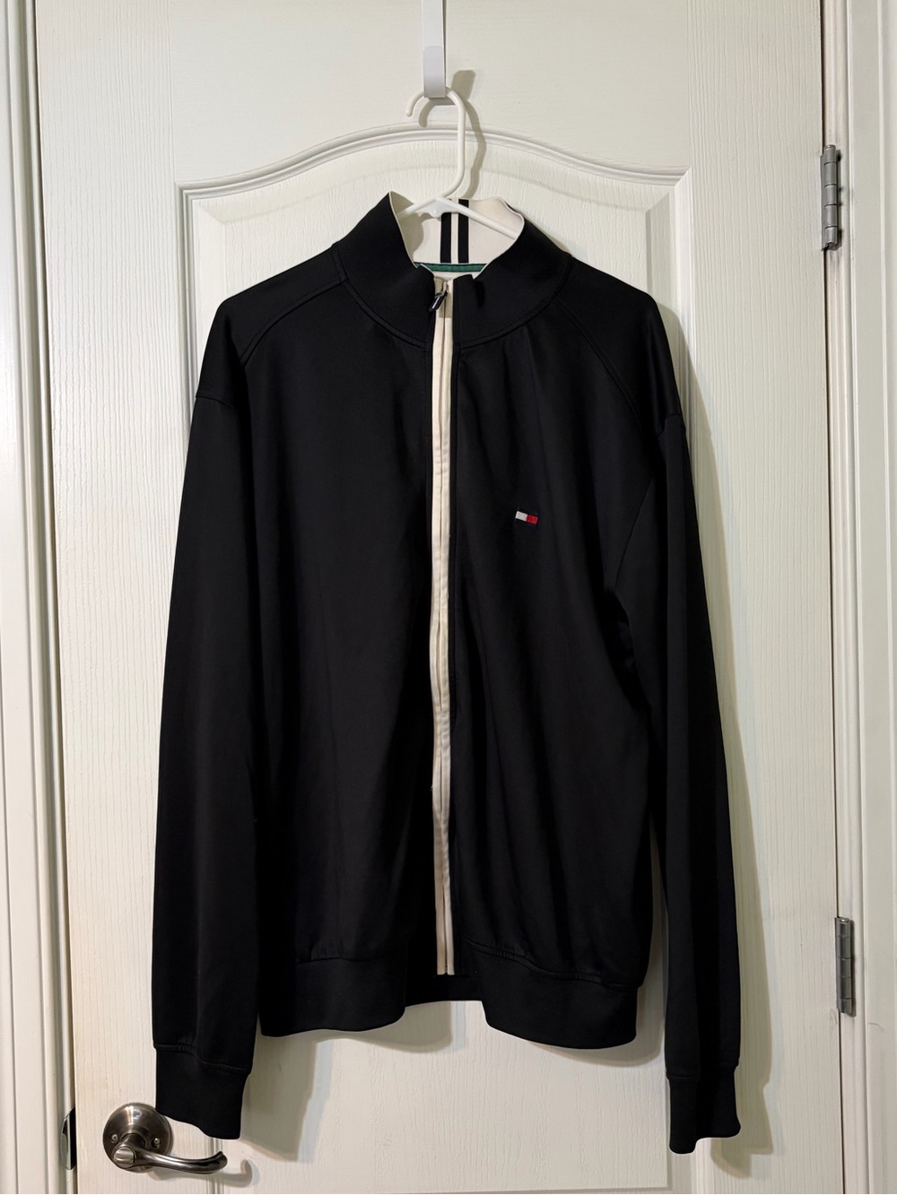 Tommy Hilfiger Golf Black Track Jacket with White Zip Trim